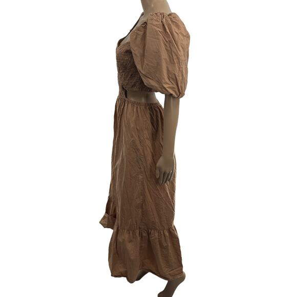 Faithfull The Brand Plain Hazelnut Bloom Midi Dress - Picture 9 of 14